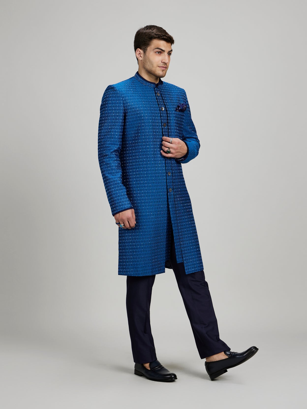 Gridiron Layered Sherwani - Nayir