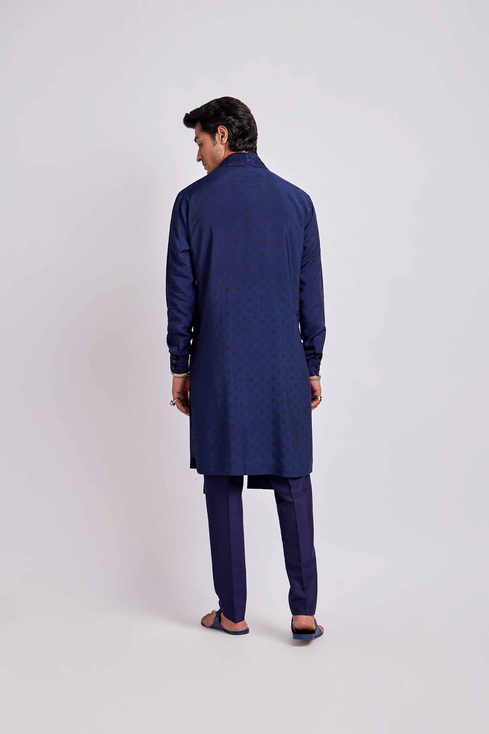 Navy blue Stole Kurta Set - Tzar