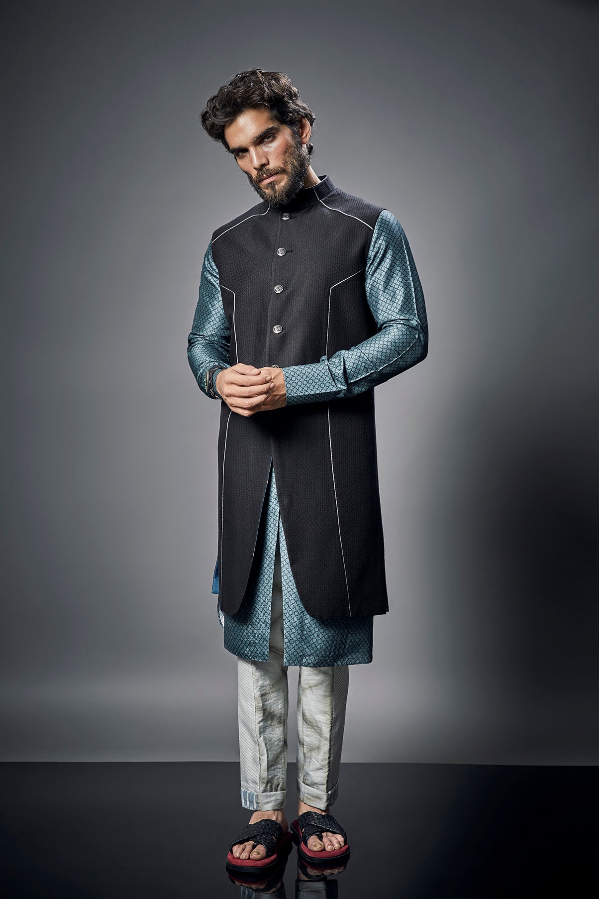 Horse of Troy Reversible Sleeveless Sherwani - Velior