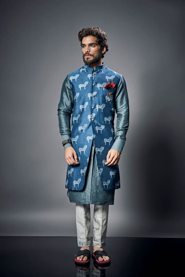 Horse of Troy Reversible Sleeveless Sherwani - Velior