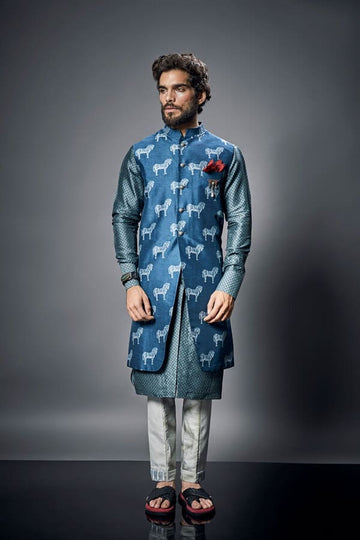 Horse of Troy Reversible Sleeveless Sherwani - Velior